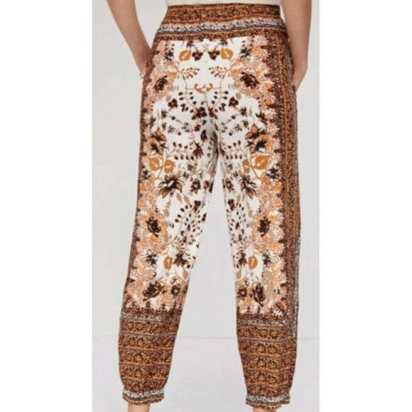 Anthropologie - Floral Print Linen Blend Joggers - Scarf Print - sz 4 - Picture 3 of 12